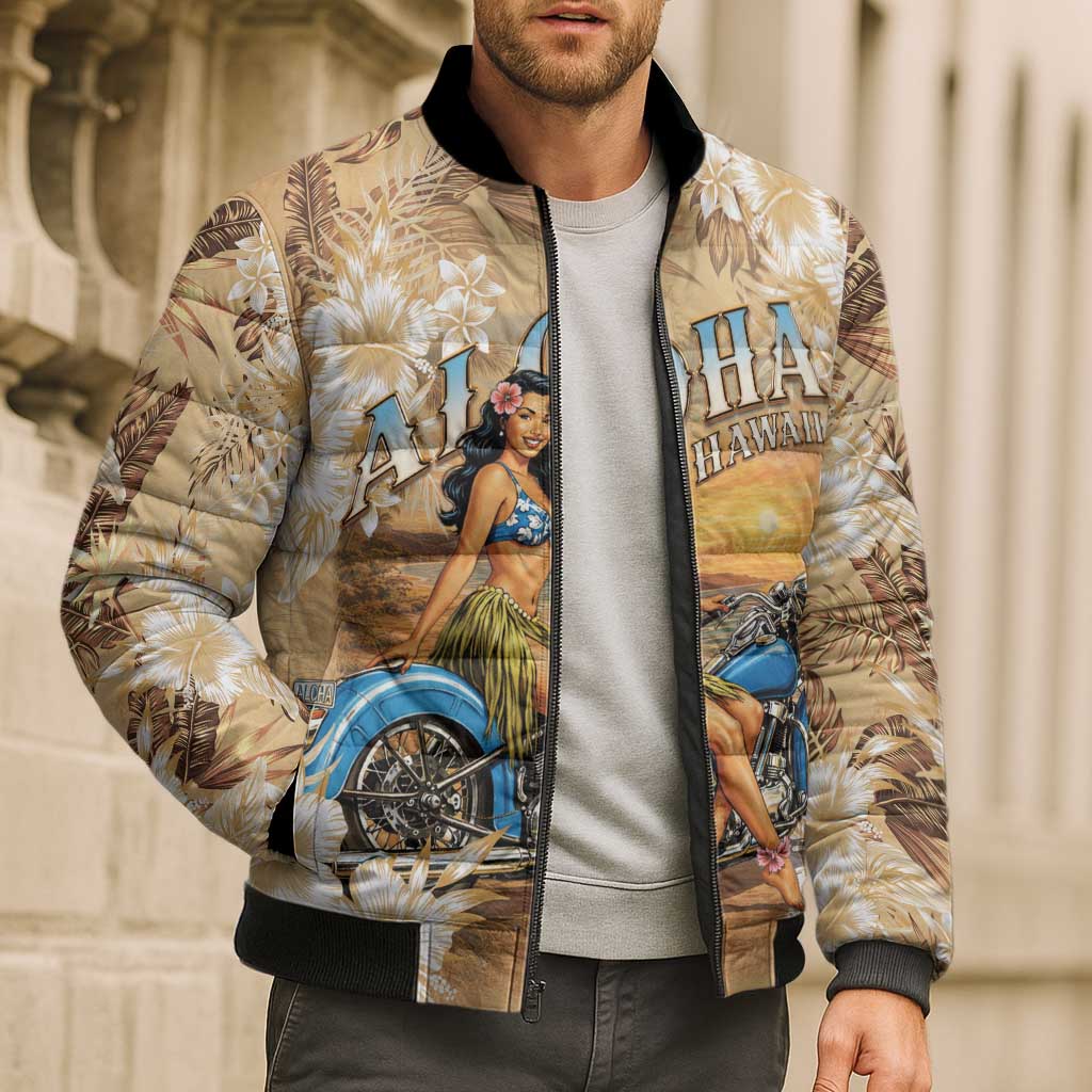 Aloha Hawaii Biker Bomber Puffer Jacket Ride To Paradise LT05 - Polynesian Pride
