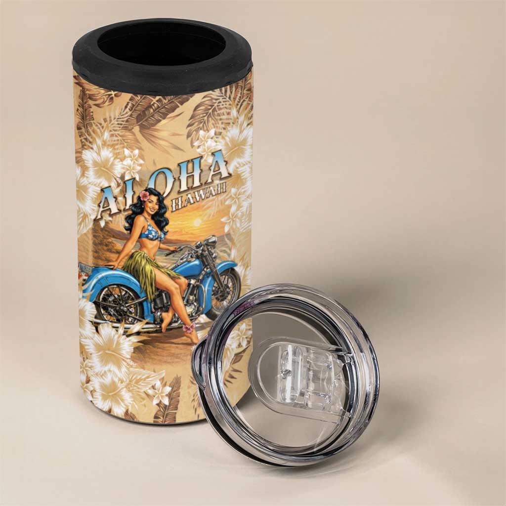 Aloha Hawaii Biker 4 in 1 Can Cooler Tumbler Ride To Paradise
