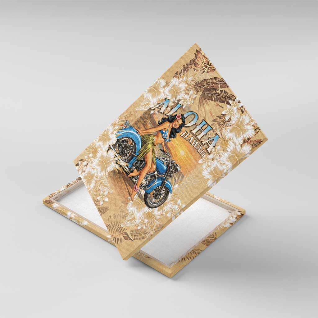 Aloha Hawaii Biker Canvas Wall Art Ride To Paradise LT05 With Frame Beige - Polynesian Pride