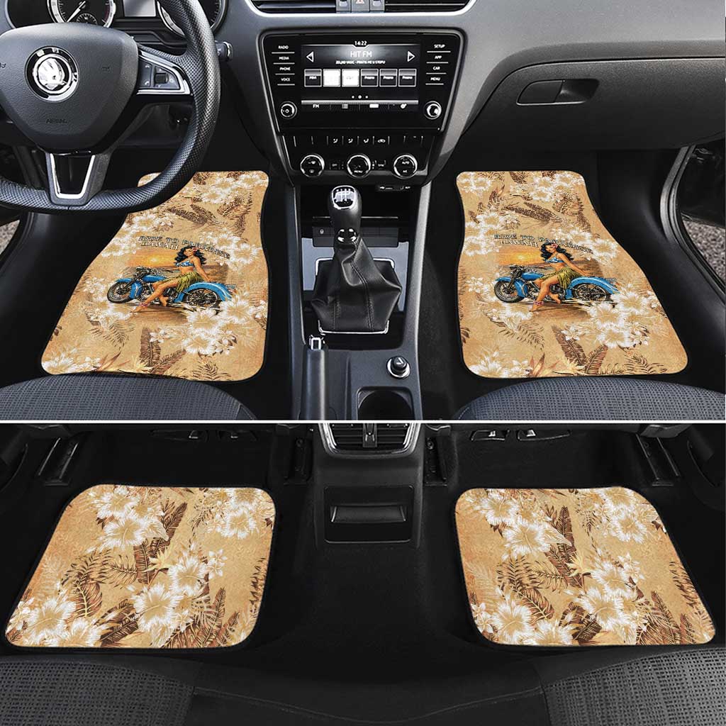 Aloha Hawaii Biker Car Mats Ride To Paradise LT05 Set 4pcs Beige - Polynesian Pride