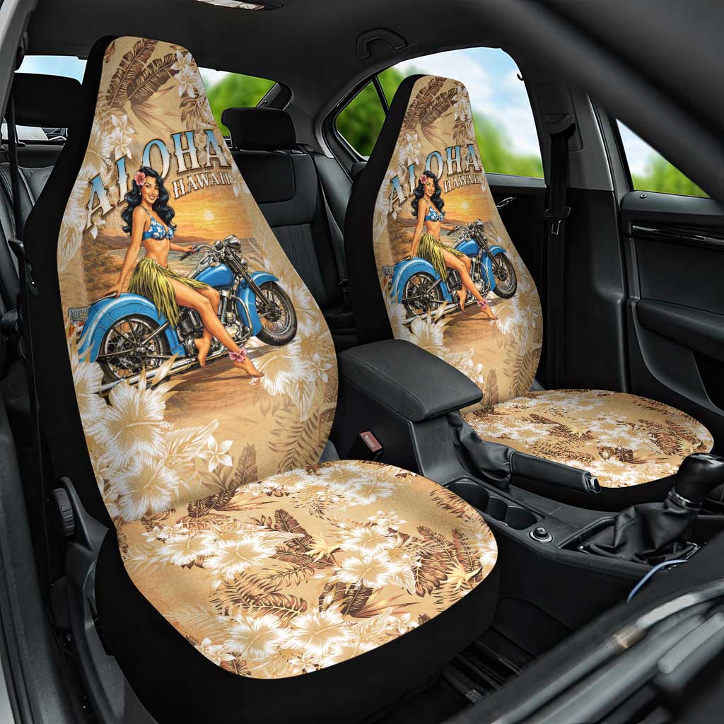 Aloha Hawaii Biker Car Seat Cover Ride To Paradise LT05 One Size Beige - Polynesian Pride