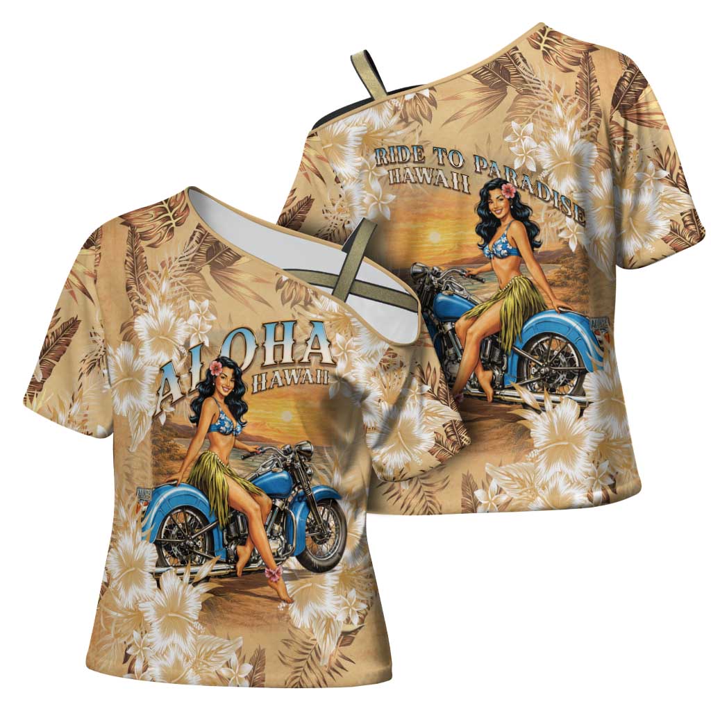 Aloha Hawaii Biker Cross Shoulder Shirt Ride To Paradise LT05 - Polynesian Pride