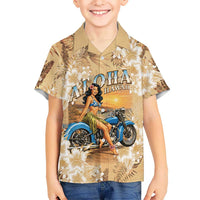 Aloha Hawaii Biker Family Matching Short Sleeve Bodycon Dress and Hawaiian Shirt Ride To Paradise