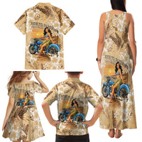Aloha Hawaii Biker Family Matching Tank Maxi Dress and Hawaiian Shirt Ride To Paradise