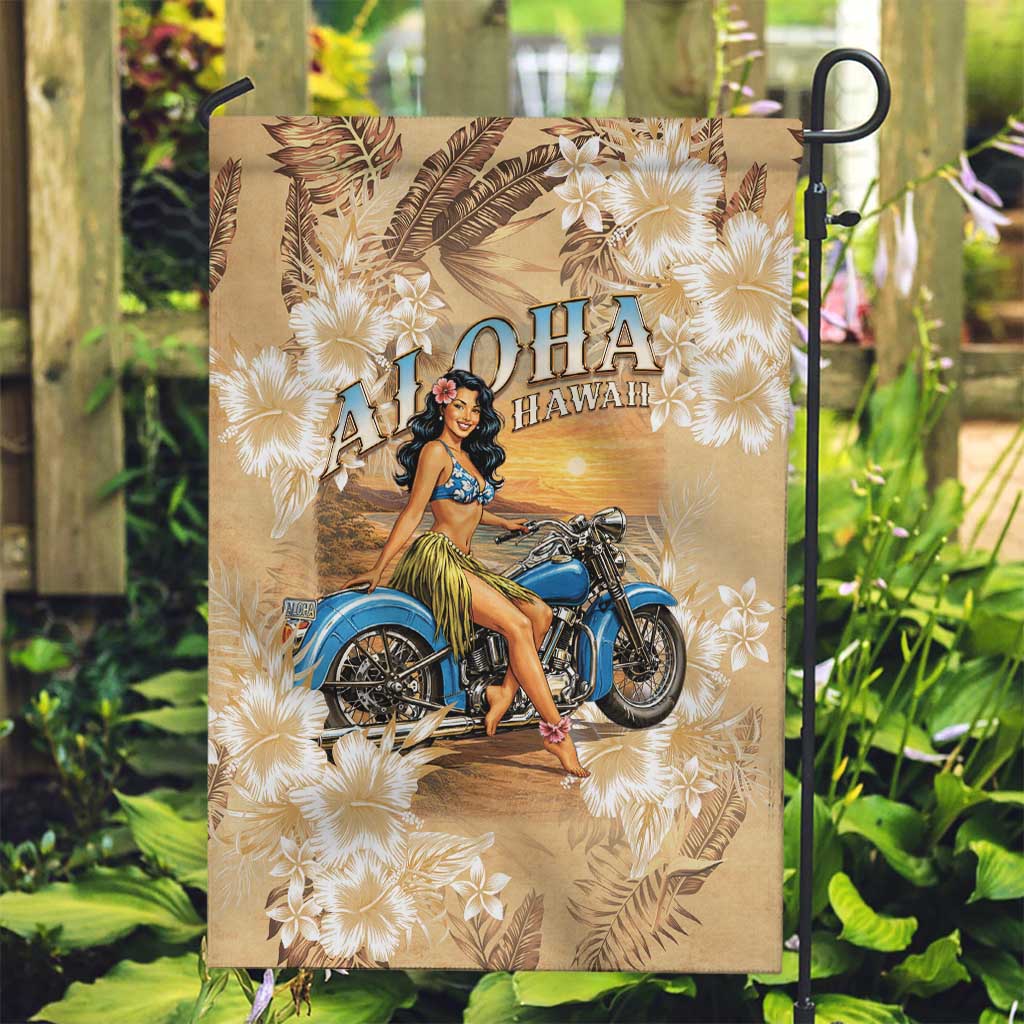 Aloha Hawaii Biker Garden Flag Ride To Paradise LT05 Garden Flag Beige - Polynesian Pride