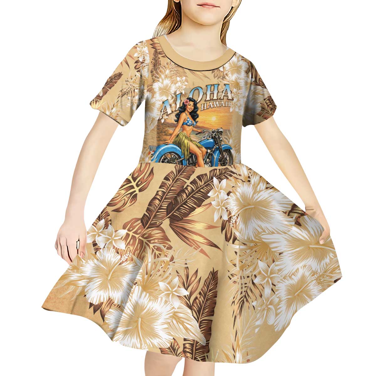 Aloha Hawaii Biker Kid Short Sleeve Dress Ride To Paradise LT05 - Polynesian Pride