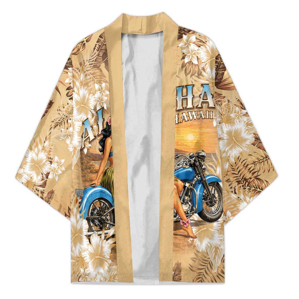 Aloha Hawaii Biker Kimono Ride To Paradise LT05 Unisex Beige - Polynesian Pride