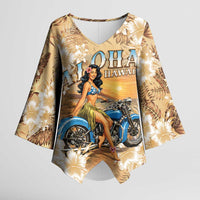 Aloha Hawaii Biker Kimono Sleeve Blouse Ride To Paradise LT05 Female Beige - Polynesian Pride