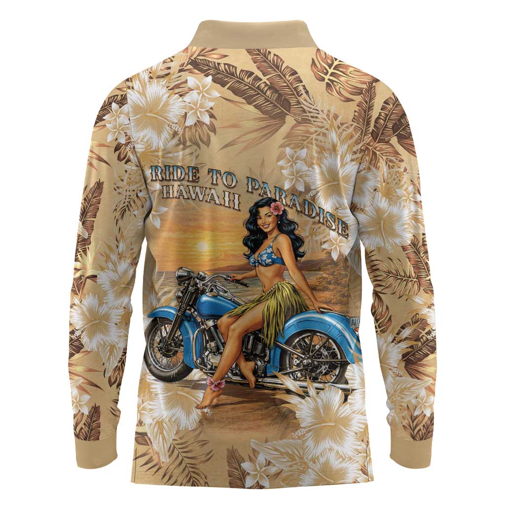 Aloha Hawaii Biker Long Sleeve Polo Shirt Ride To Paradise LT05 - Polynesian Pride