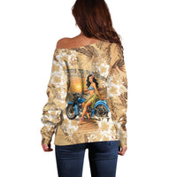Aloha Hawaii Biker Off Shoulder Sweater Ride To Paradise LT05 - Polynesian Pride