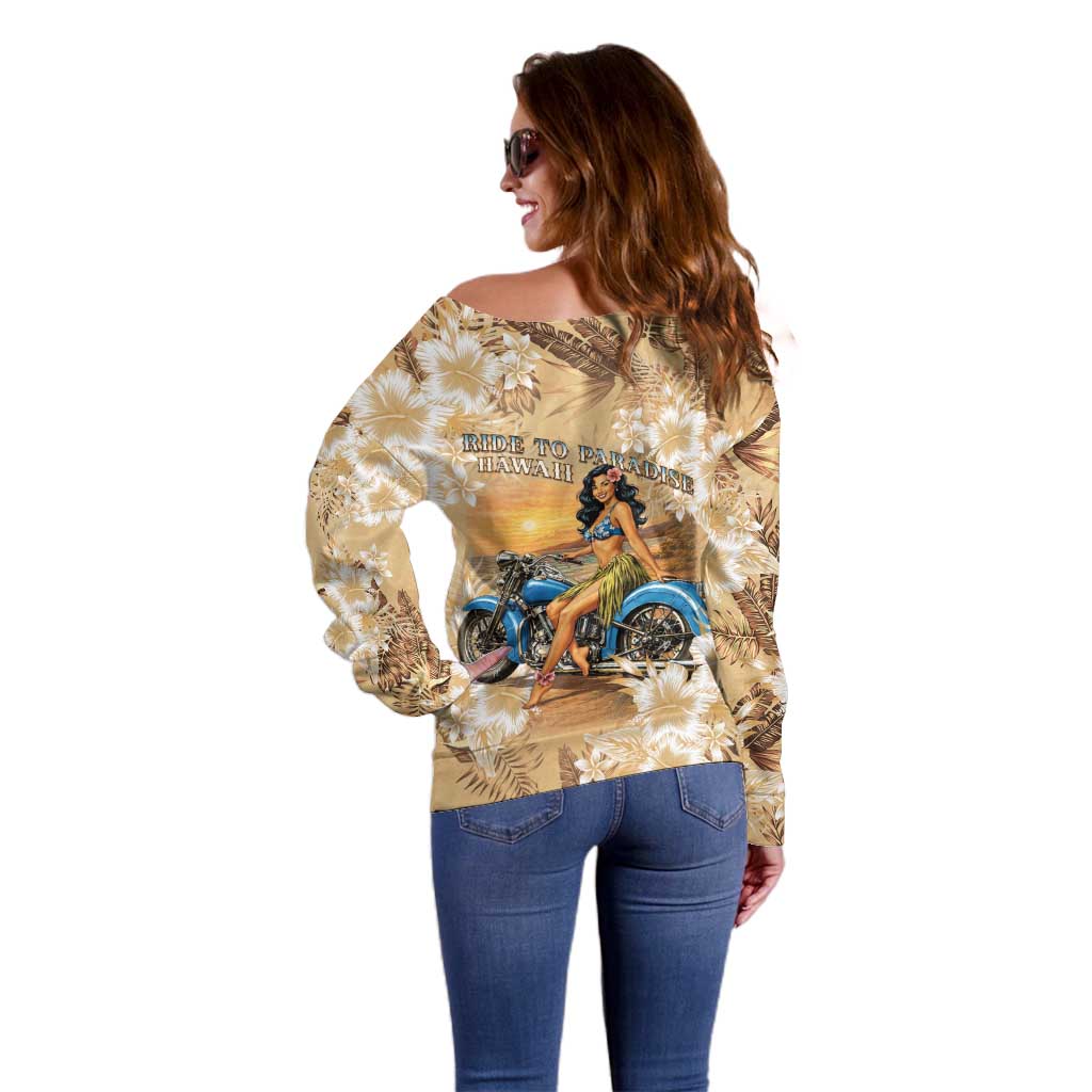 Aloha Hawaii Biker Off Shoulder Sweater Ride To Paradise LT05 - Polynesian Pride