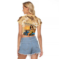 Aloha Hawaii Biker Raglan Cropped T Shirt Ride To Paradise LT05 - Polynesian Pride