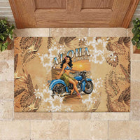 Aloha Hawaii Biker Rubber Doormat Ride To Paradise LT05 Beige - Polynesian Pride
