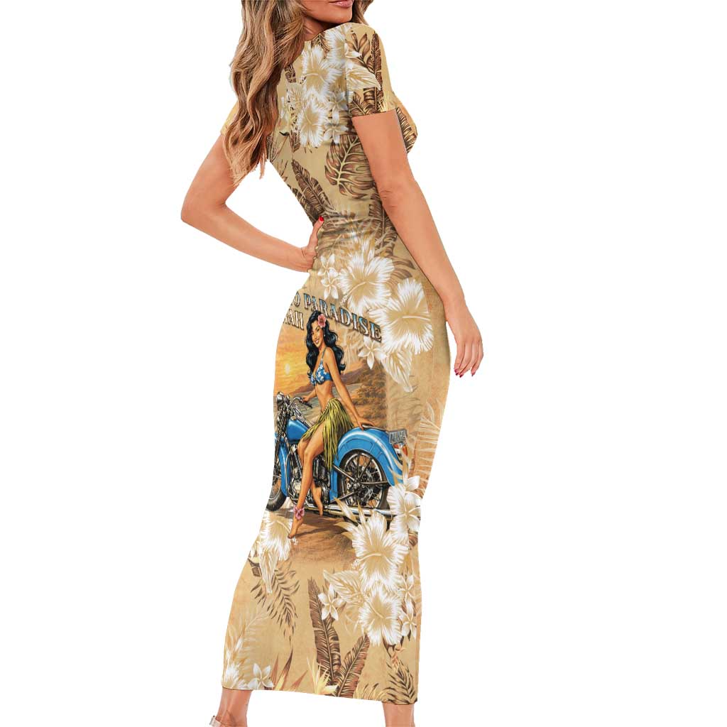 Aloha Hawaii Biker Short Sleeve Bodycon Dress Ride To Paradise LT05 - Polynesian Pride