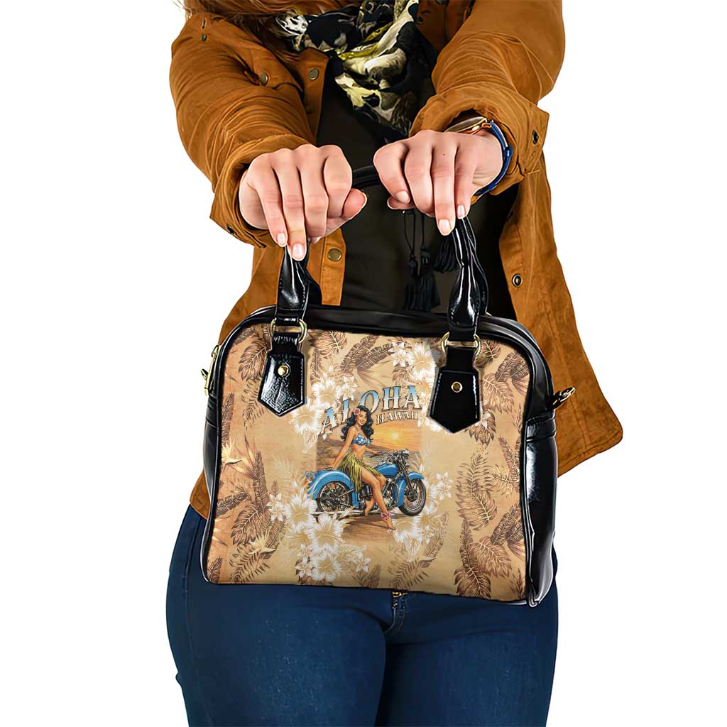 Aloha Hawaii Biker Shoulder Handbag Ride To Paradise LT05 One Size Beige - Polynesian Pride