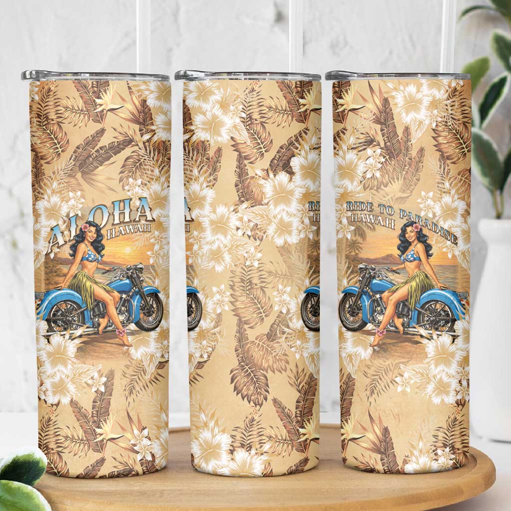 Aloha Hawaii Biker Skinny Tumbler Ride To Paradise LT05 - Polynesian Pride