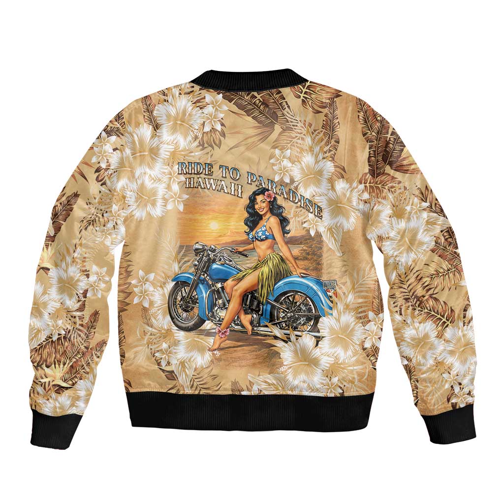 Aloha Hawaii Biker Sleeve Zip Bomber Jacket Ride To Paradise LT05 - Polynesian Pride