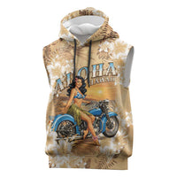 Aloha Hawaii Biker Sleeveless Hoodie Ride To Paradise LT05 Beige - Polynesian Pride