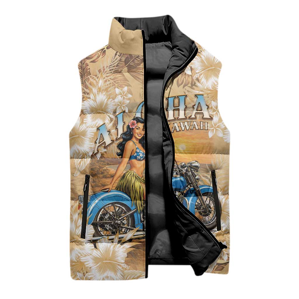 Aloha Hawaii Biker Sleeveless Puffer Jacket Ride To Paradise