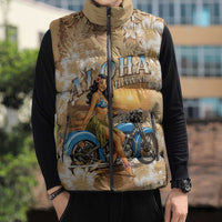Aloha Hawaii Biker Sleeveless Puffer Jacket Ride To Paradise