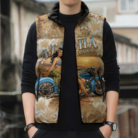 Aloha Hawaii Biker Sleeveless Puffer Jacket Ride To Paradise