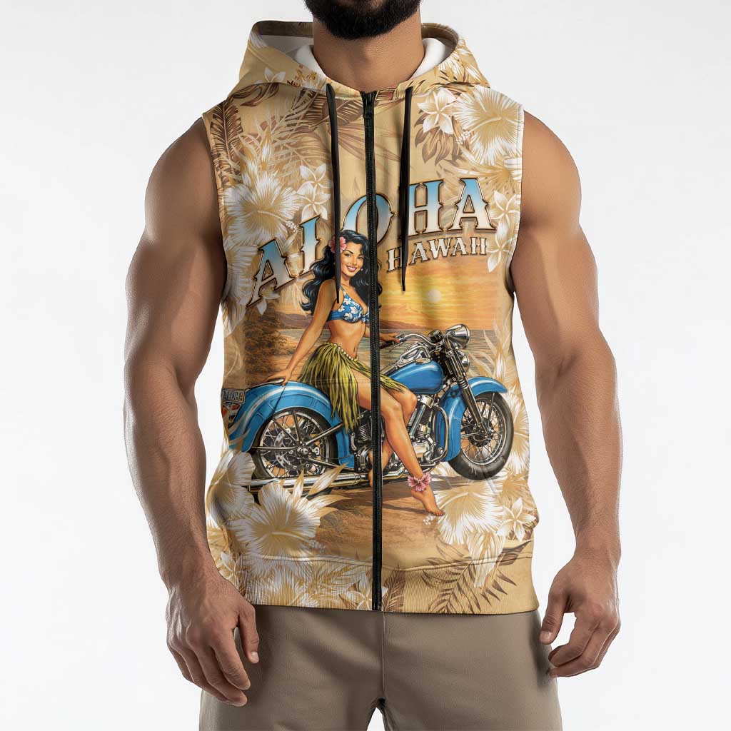 Aloha Hawaii Biker Sleeveless Zip Hoodie Ride To Paradise LT05 - Polynesian Pride