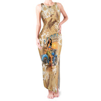 Aloha Hawaii Biker Tank Maxi Dress Ride To Paradise LT05 Women Beige - Polynesian Pride