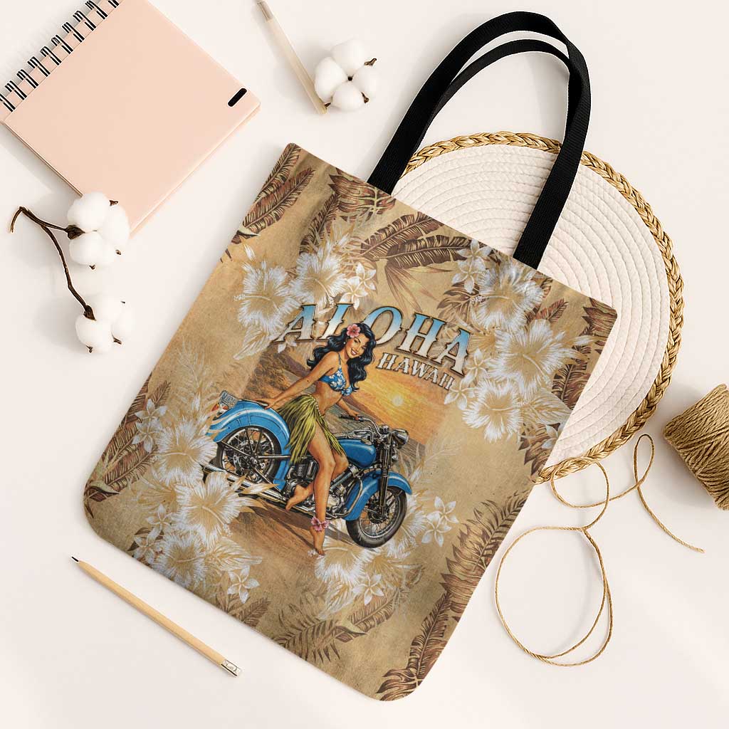 Aloha Hawaii Biker Tote Bag Ride To Paradise LT05 Black Strap One Size Beige - Polynesian Pride