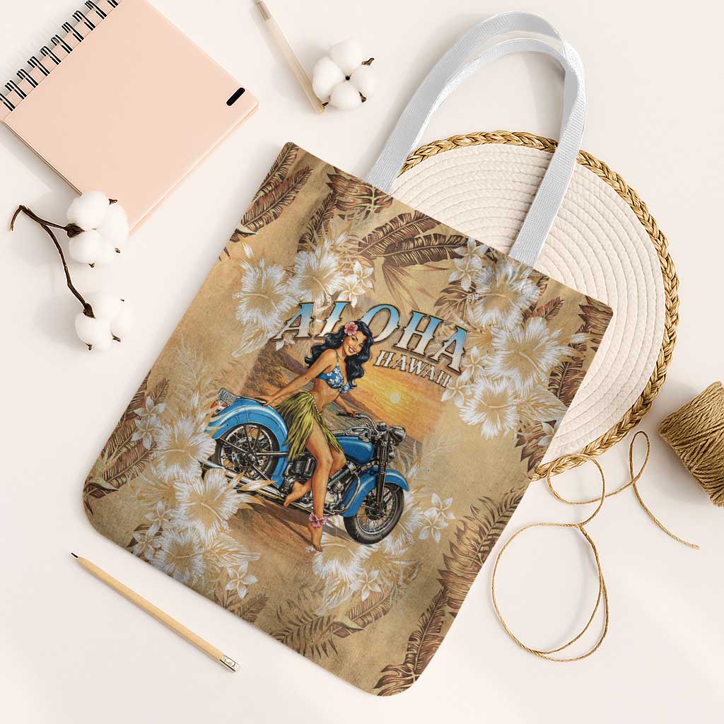 Aloha Hawaii Biker Tote Bag Ride To Paradise LT05 White Strap One Size Beige - Polynesian Pride