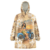 Aloha Hawaii Biker Wearable Blanket Hoodie Ride To Paradise LT05 One Size Beige - Polynesian Pride