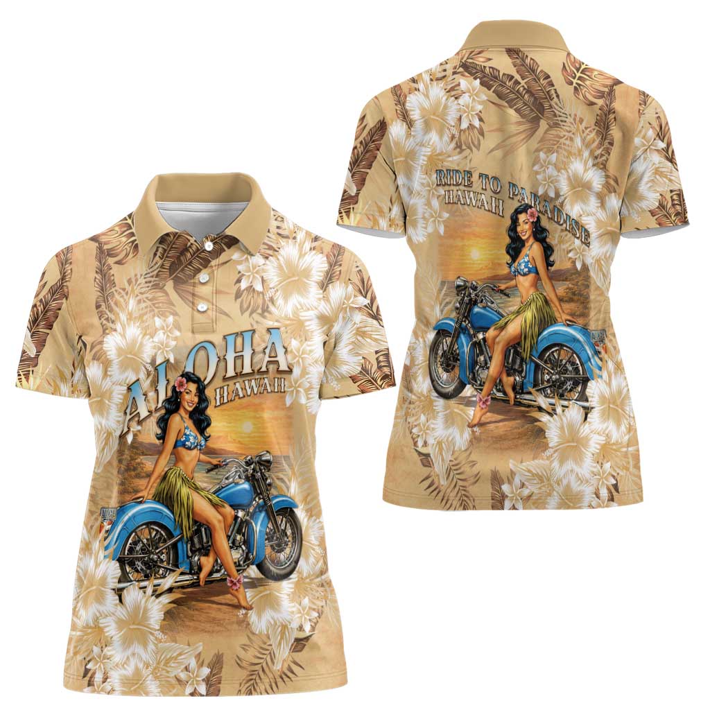 Aloha Hawaii Biker Women Polo Shirt Ride To Paradise LT05 - Polynesian Pride