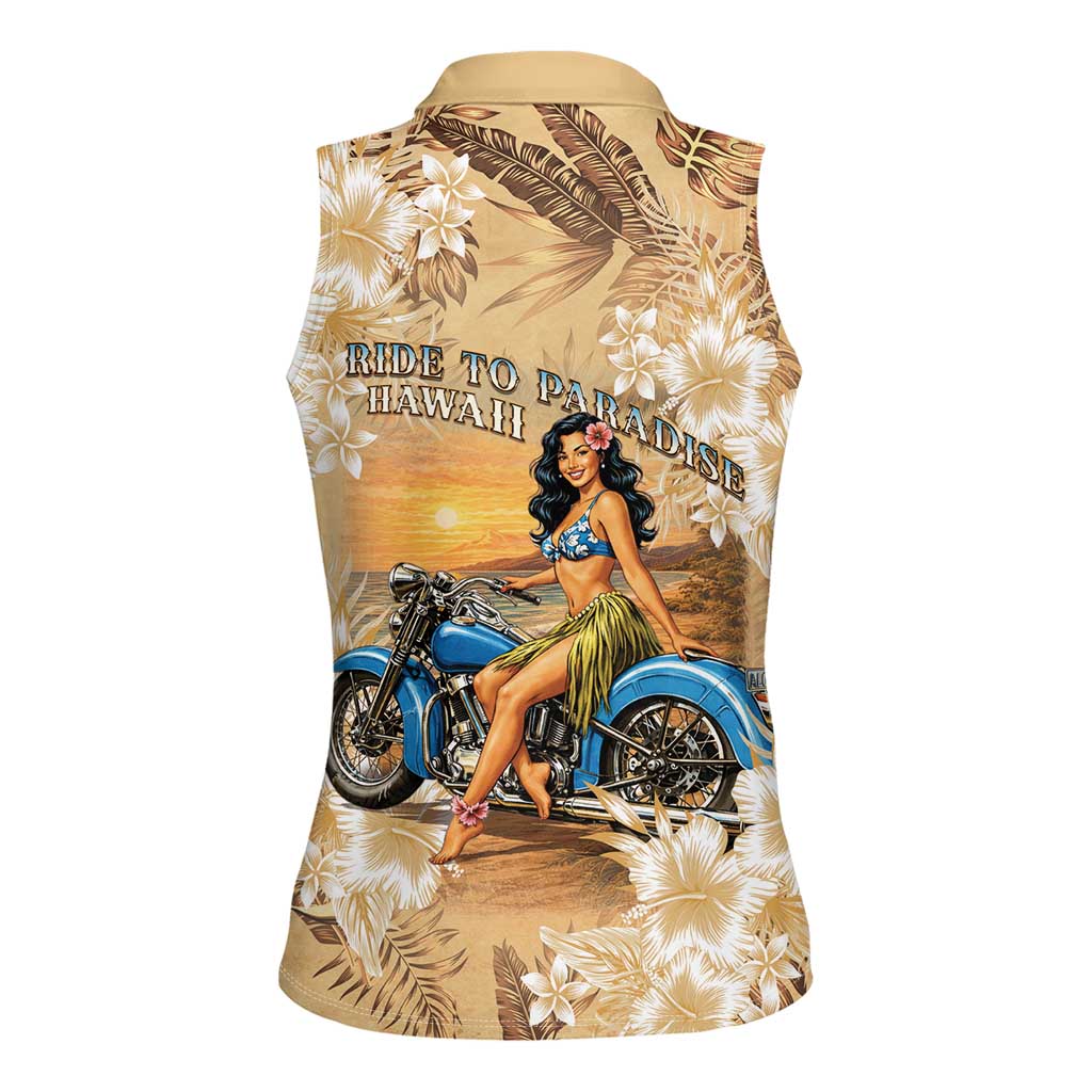 Aloha Hawaii Biker Women Sleeveless Polo Shirt Ride To Paradise LT05 - Polynesian Pride