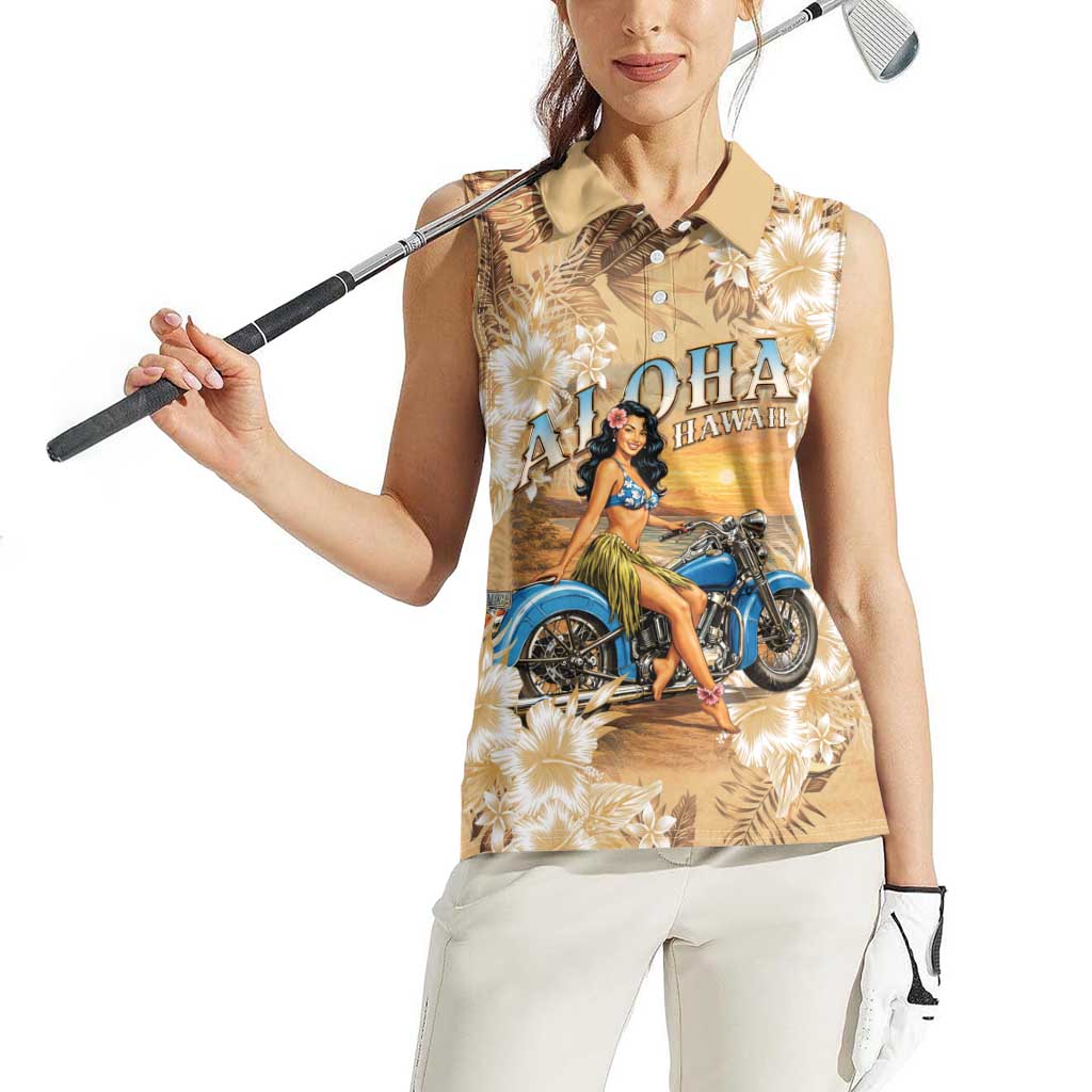 Aloha Hawaii Biker Women Sleeveless Polo Shirt Ride To Paradise LT05 - Polynesian Pride