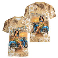 Aloha Hawaii Biker Women V-Neck T-Shirt Ride To Paradise LT05 - Polynesian Pride