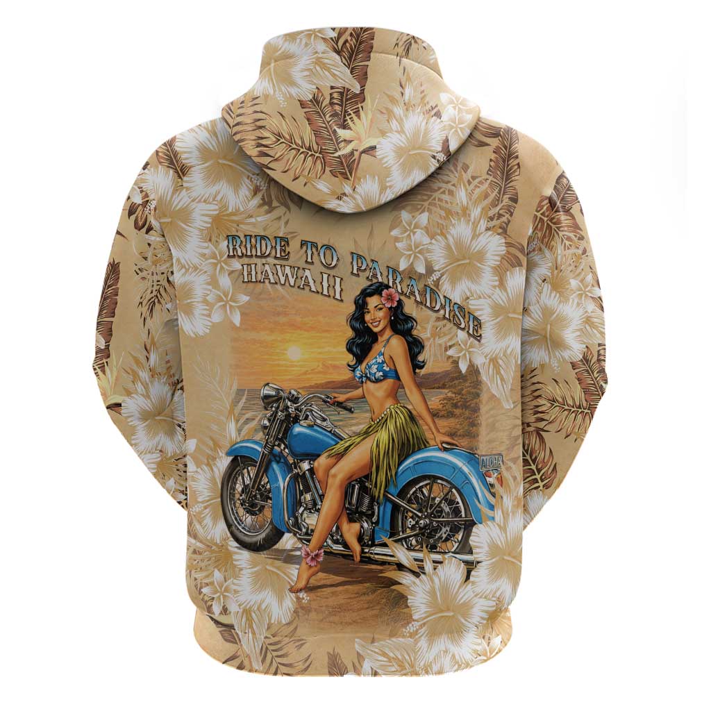 Aloha Hawaii Biker Zip Hoodie Ride To Paradise