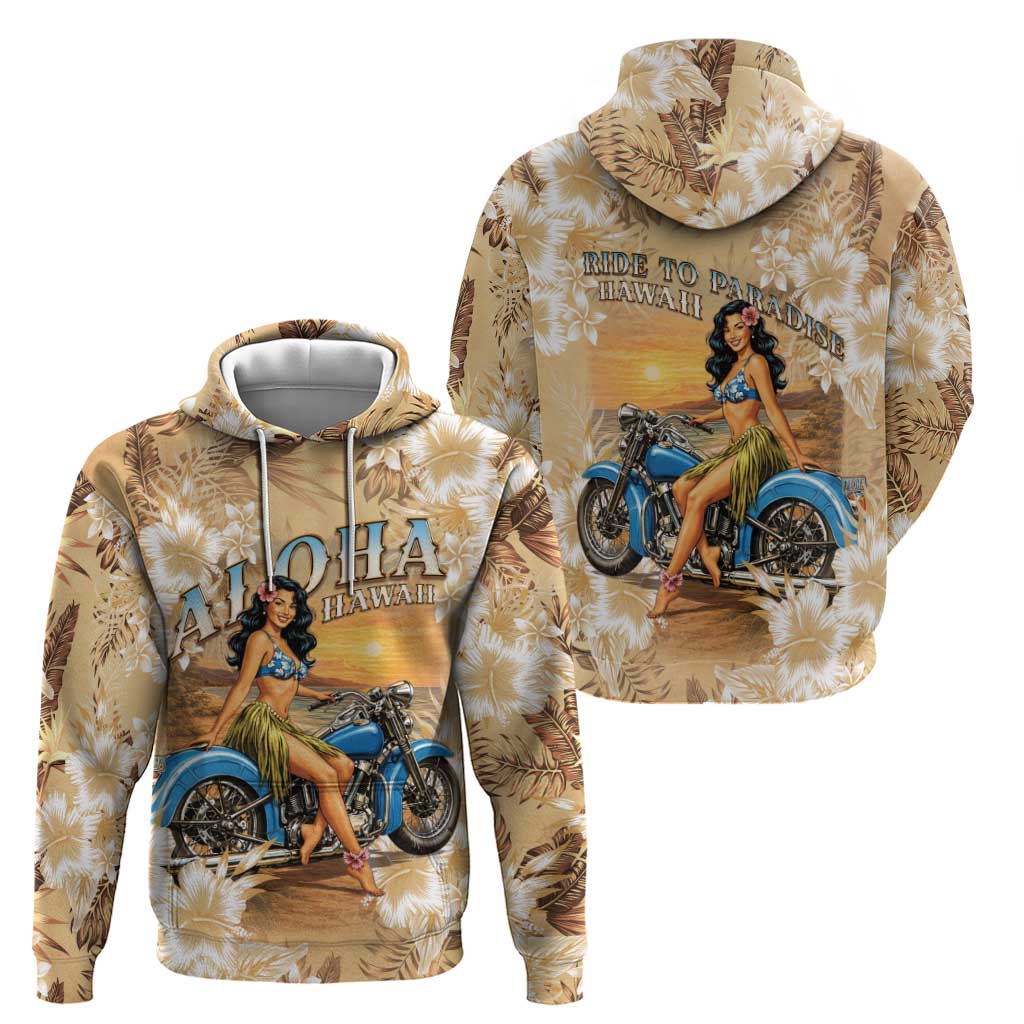 Aloha Hawaii Biker Zip Hoodie Ride To Paradise