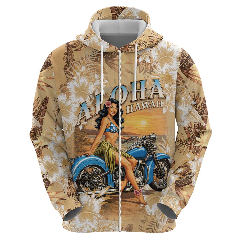 Aloha Hawaii Biker Zip Hoodie Ride To Paradise