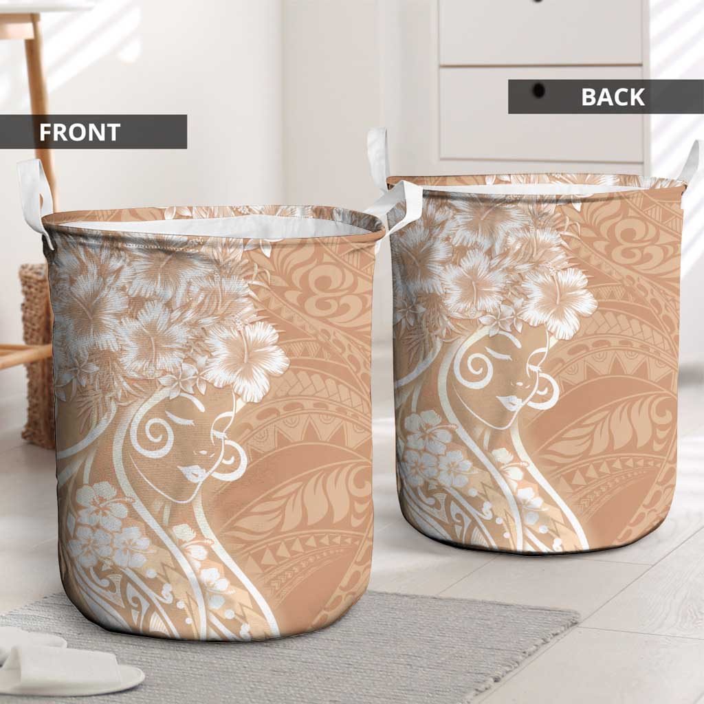 Polynesian Women's Day Laundry Basket Brown Hibiscus Flowers With Polynesian Pattern LT05 - Polynesian Pride