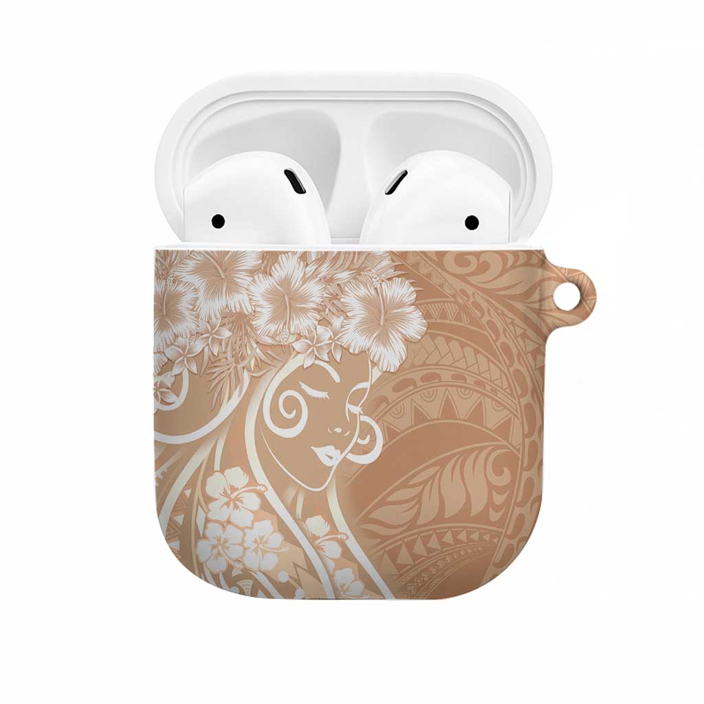 Polynesian Women's Day AirPods Case Brown Hibiscus Flowers With Polynesian Pattern LT05 Brown - Polynesian Pride