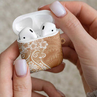Polynesian Women's Day AirPods Case Brown Hibiscus Flowers With Polynesian Pattern LT05 - Polynesian Pride