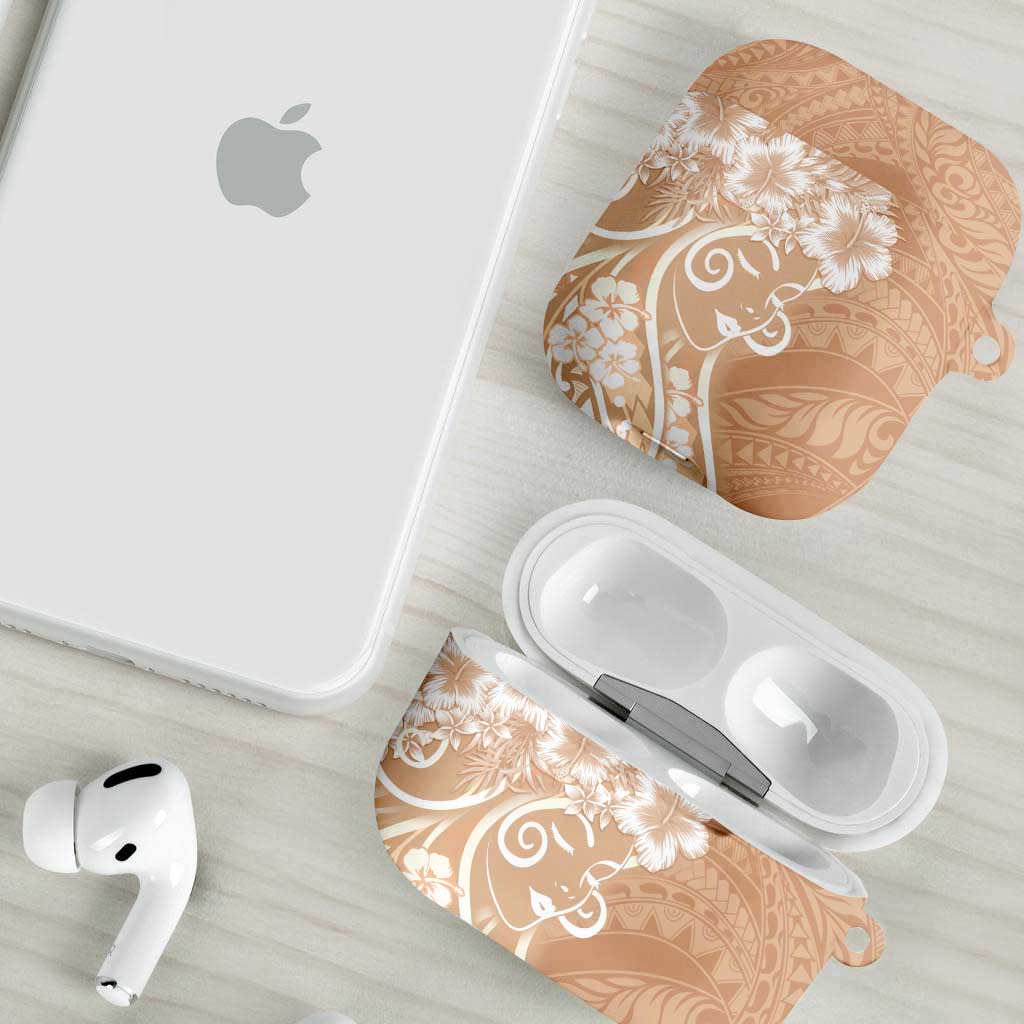 Polynesian Women's Day AirPods Case Brown Hibiscus Flowers With Polynesian Pattern LT05 - Polynesian Pride