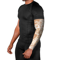 Polynesian Women's Day Arm Sleeves Brown Hibiscus Flowers With Polynesian Pattern LT05 - Polynesian Pride