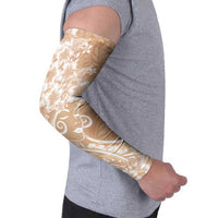 Polynesian Women's Day Arm Sleeves Brown Hibiscus Flowers With Polynesian Pattern LT05 - Polynesian Pride