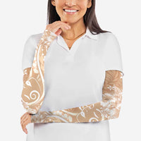Polynesian Women's Day Arm Sleeves Brown Hibiscus Flowers With Polynesian Pattern LT05 - Polynesian Pride
