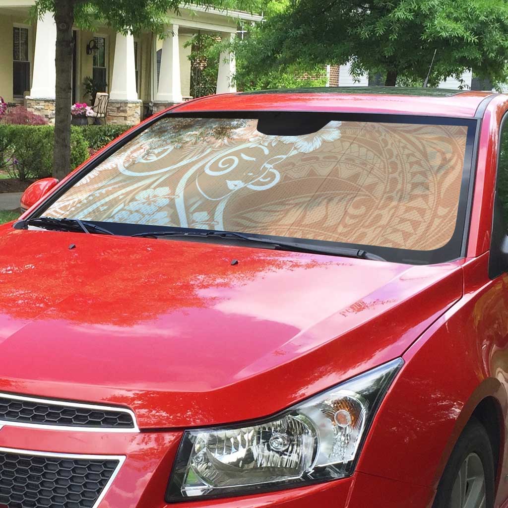 Polynesian Women's Day Auto Sun Shade Brown Hibiscus Flowers With Polynesian Pattern LT05 - Polynesian Pride
