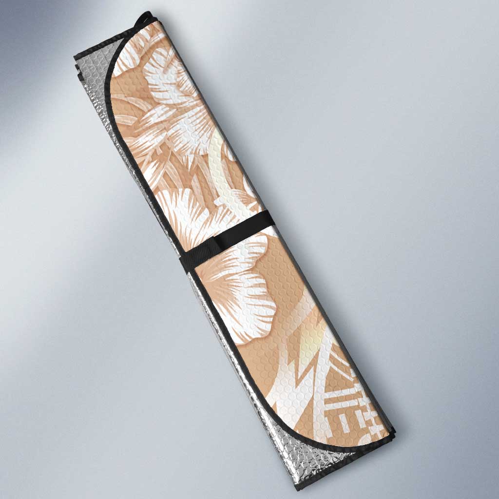 Polynesian Women's Day Auto Sun Shade Brown Hibiscus Flowers With Polynesian Pattern LT05 - Polynesian Pride