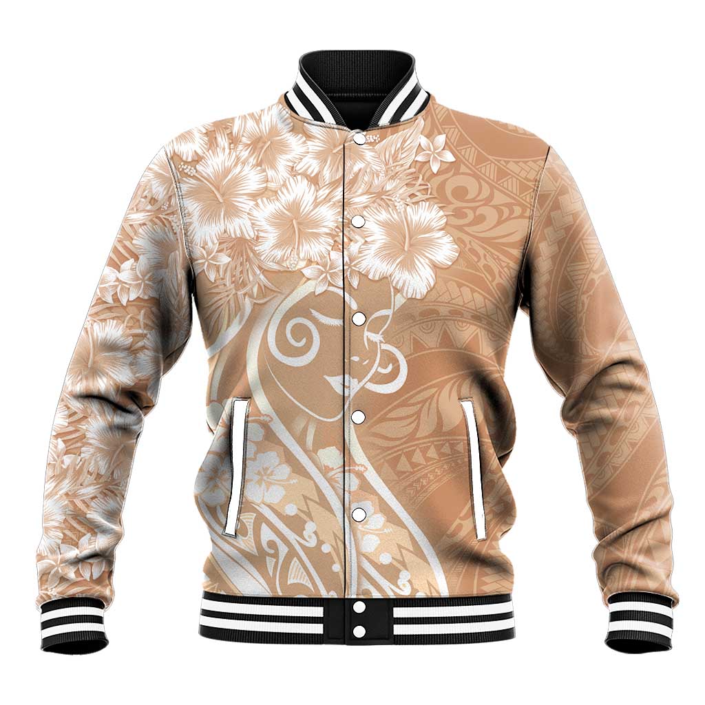 Polynesian Women's Day Baseball Jacket Brown Hibiscus Flowers With Polynesian Pattern LT05 Unisex Brown - Polynesian Pride
