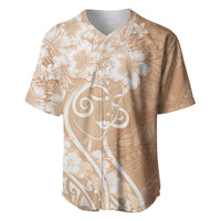 Polynesian Women's Day Baseball Jersey Brown Hibiscus Flowers With Polynesian Pattern LT05 Brown - Polynesian Pride