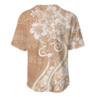 Polynesian Women's Day Baseball Jersey Brown Hibiscus Flowers With Polynesian Pattern LT05 - Polynesian Pride