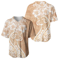 Polynesian Women's Day Baseball Jersey Brown Hibiscus Flowers With Polynesian Pattern LT05 - Polynesian Pride